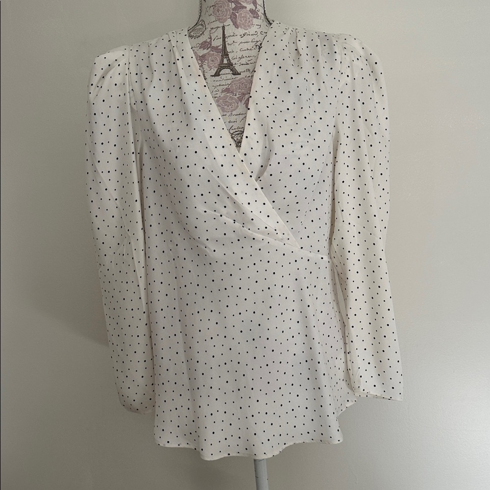 Express White and Black Polka Dot Blouse